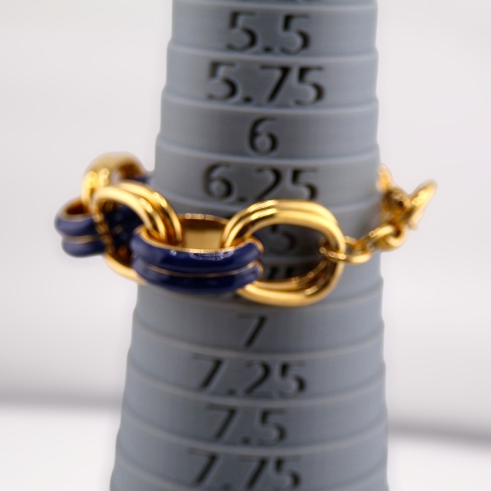 Kenneth Jay Lane KJL Blue Enamel Gold Chunky Chain Link Bracelet NOS Mint Vtg - Picture 7 of 7